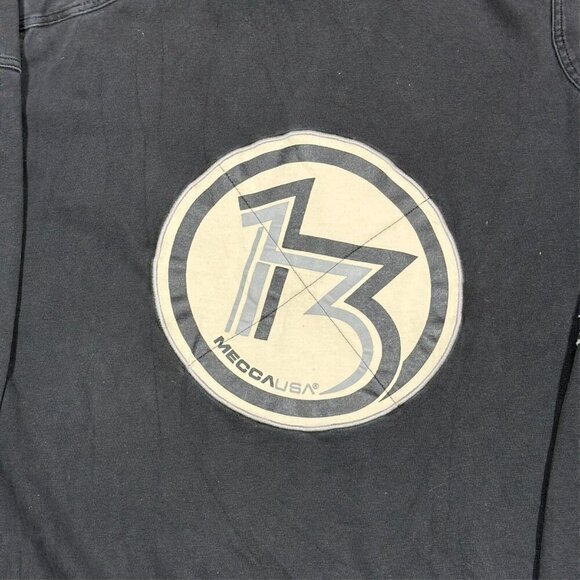 Vintage 00s Y2K MECCA USA Long Sleeve Polo Shirt Faded Black Large - Picture 9 of 9